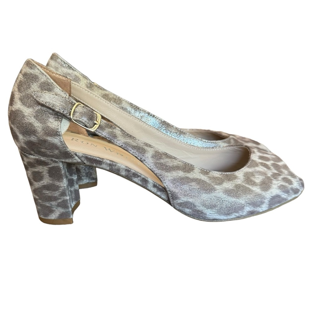 Ron White Leather Heels Women’s 38 US 7 Animal Print Pumps Made In Italy